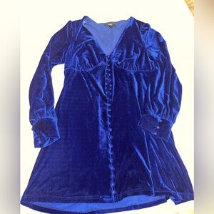 Blue Velvet Button mini dress